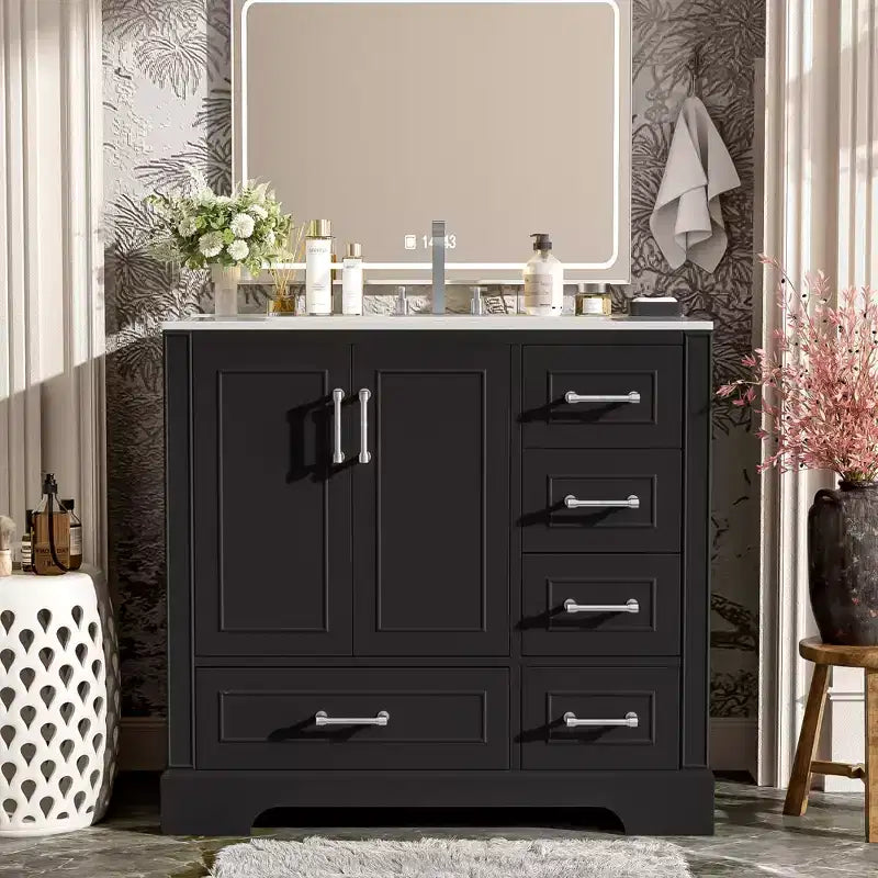Meuble de salle de bain avec lavabo et rangement, Armoire de rangement de salle de bain