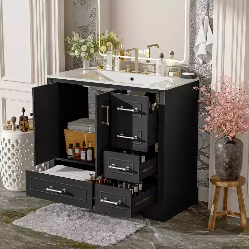 36 Bathroom Vanity Sink Combo with Storage , Bathroom Storage Cabinet with Soft Close Doors and Drawers