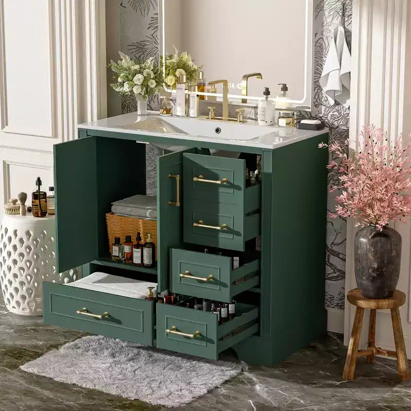 Meuble de salle de bain avec lavabo et rangement, Armoire de rangement de salle de bain