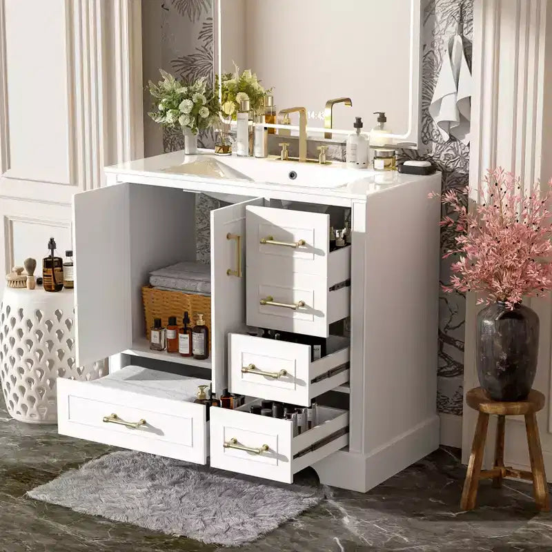 Meuble de salle de bain avec lavabo et rangement, Armoire de rangement de salle de bain