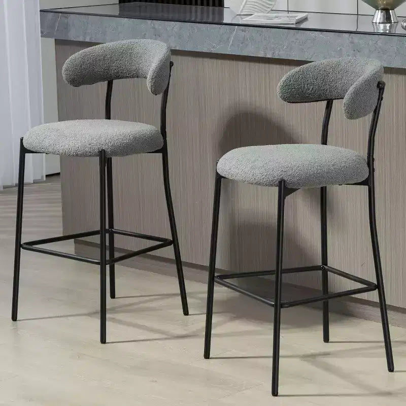 Tabourets de comptoir Teddy modernes avec dossier confortable, chaises de comptoir