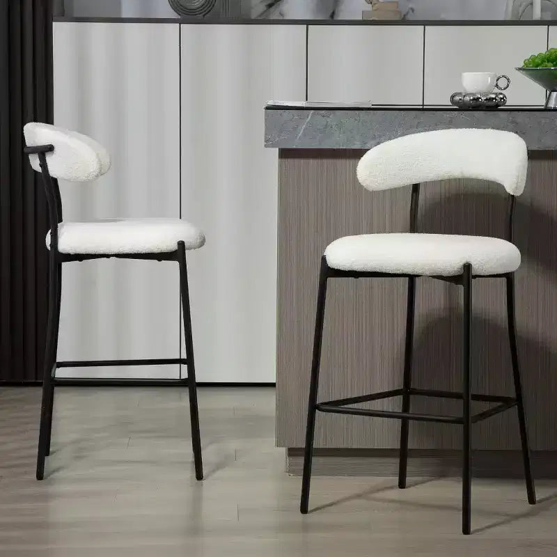 Tabourets de comptoir Teddy modernes avec dossier confortable, chaises de comptoir
