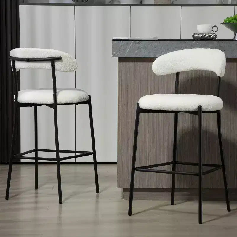 Tabourets de comptoir Teddy modernes avec dossier confortable, chaises de comptoir