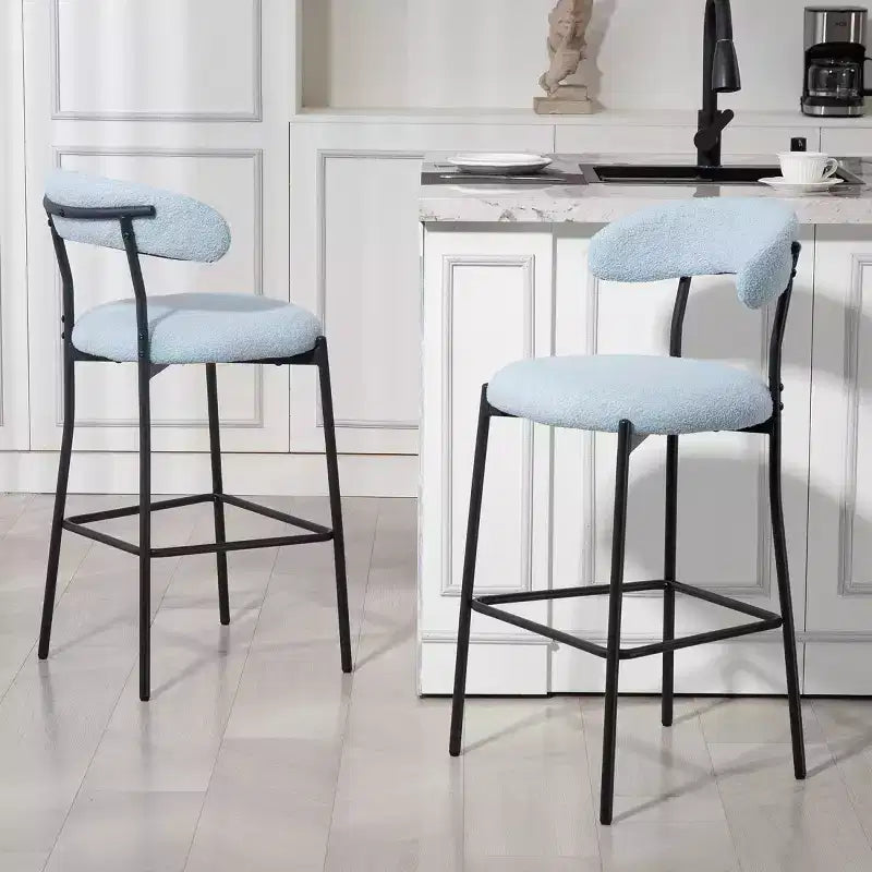 Tabourets de comptoir Teddy modernes avec dossier confortable, chaises de comptoir