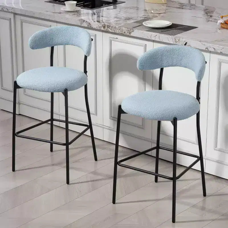 Tabourets de comptoir Teddy modernes avec dossier confortable, chaises de comptoir