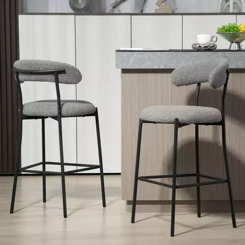 Tabourets de comptoir Teddy modernes avec dossier confortable, chaises de comptoir