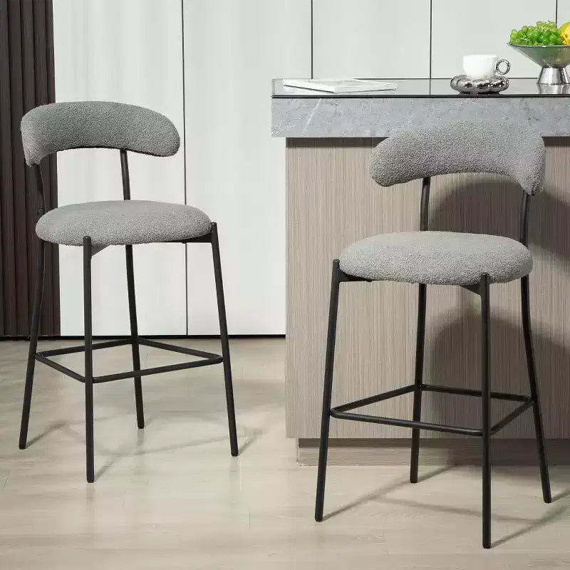 Tabourets de comptoir Teddy modernes avec dossier confortable, chaises de comptoir