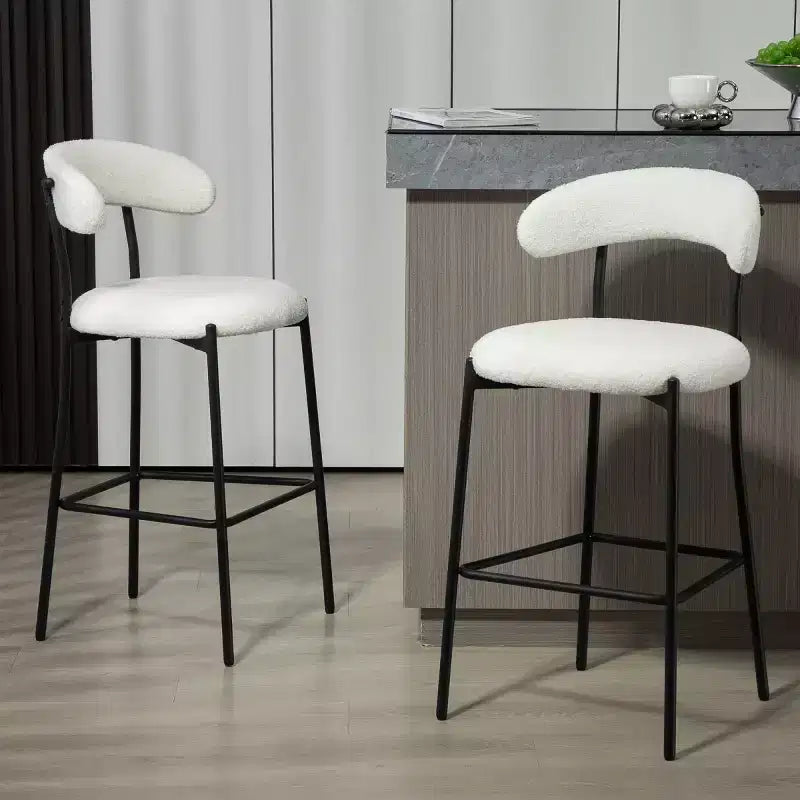 Tabourets de comptoir Teddy modernes avec dossier confortable, chaises de comptoir