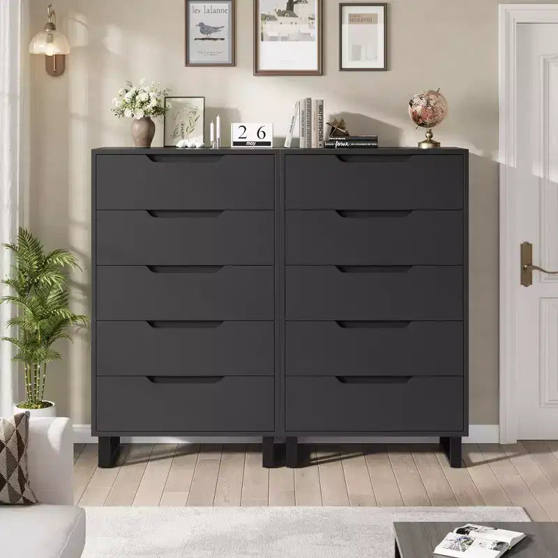Commode haute à 5 tiroirs avec rangement, commode verticale autoportante