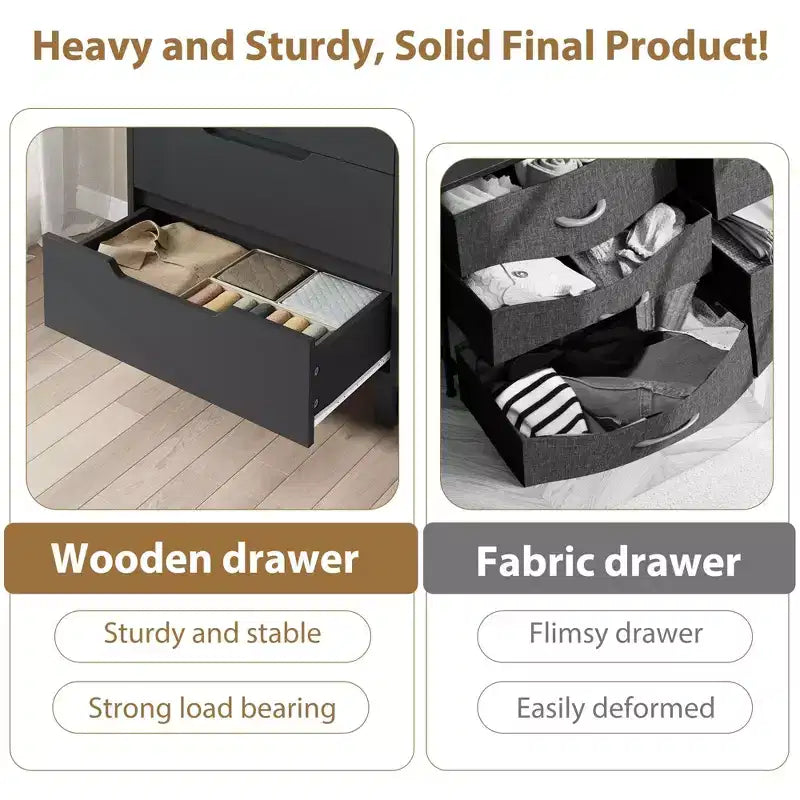Commode haute à 5 tiroirs avec rangement, commode verticale autoportante