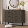 Commode 6 tiroirs cannelée, commode en bois de style Mid-century Modern