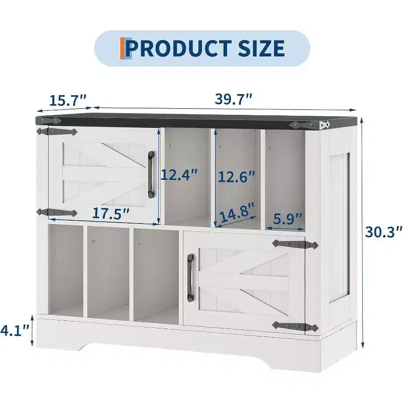 Meuble TV en bois avec 2 portes coulissantes style ferme console multimédia