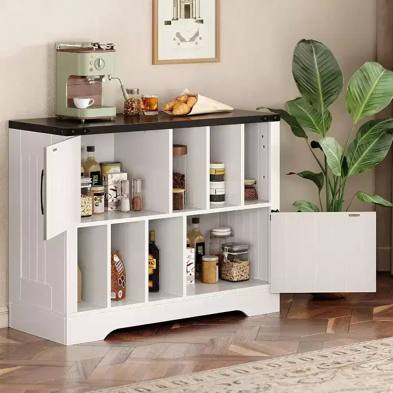 Meuble TV en bois avec 2 portes coulissantes style ferme console multimédia