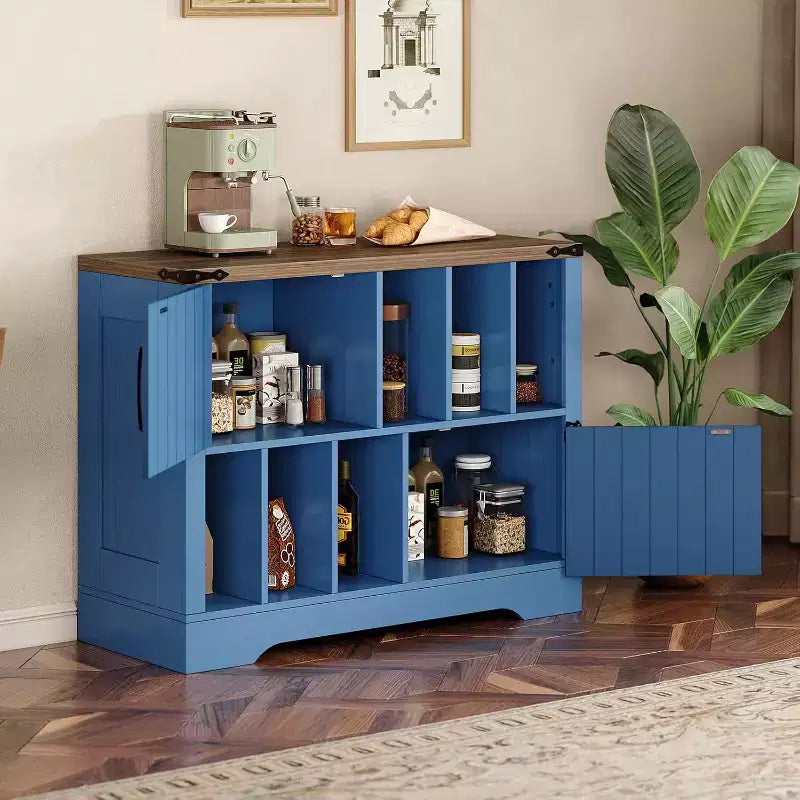 Meuble TV en bois avec 2 portes coulissantes style ferme console multimédia