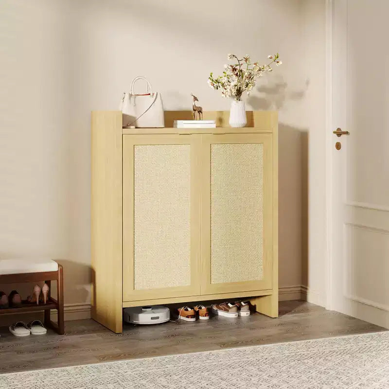 Meuble de rangement pour chaussures en rotin Meuble de rangement autoportant de style fermier