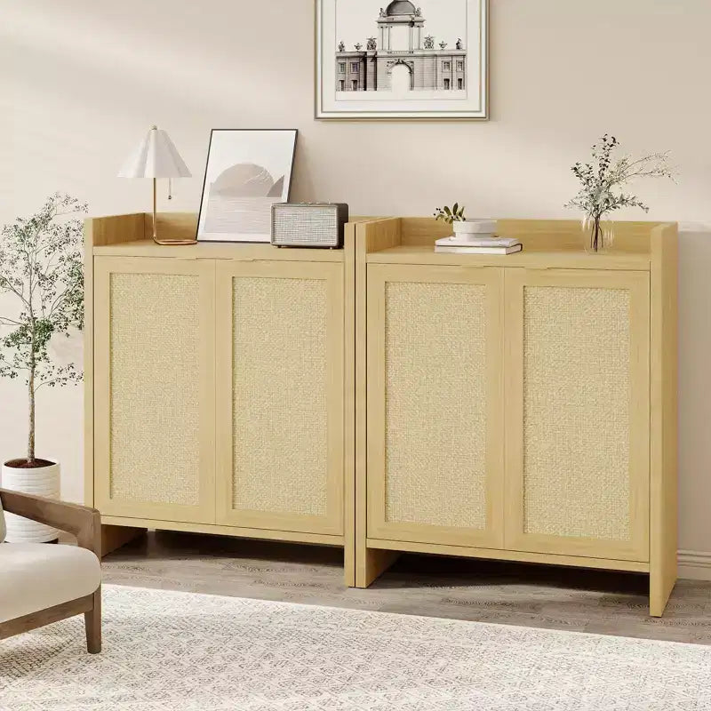 Meuble de rangement pour chaussures en rotin Meuble de rangement autoportant de style fermier