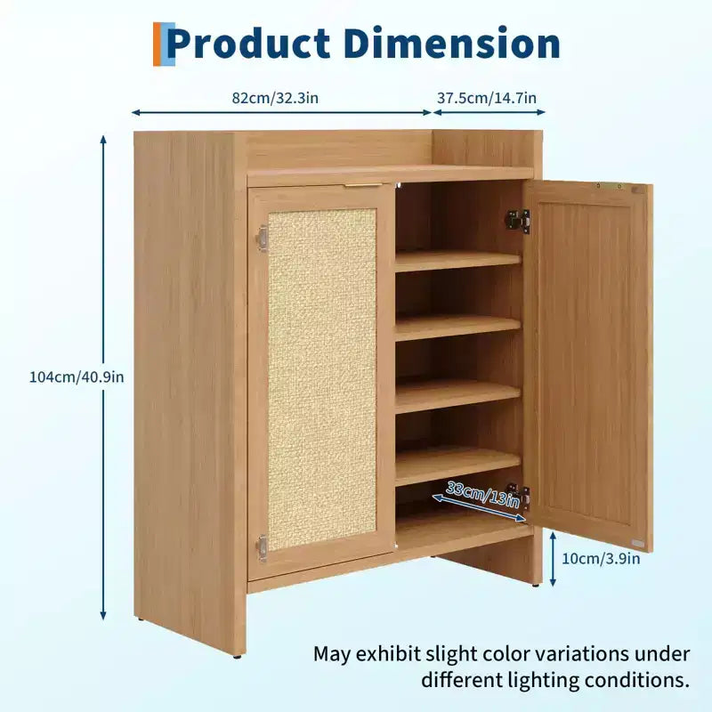 Meuble de rangement pour chaussures en rotin Meuble de rangement autoportant de style fermier
