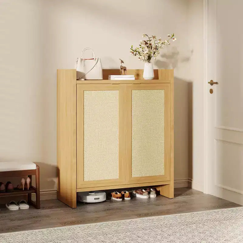 Meuble de rangement pour chaussures en rotin Meuble de rangement autoportant de style fermier