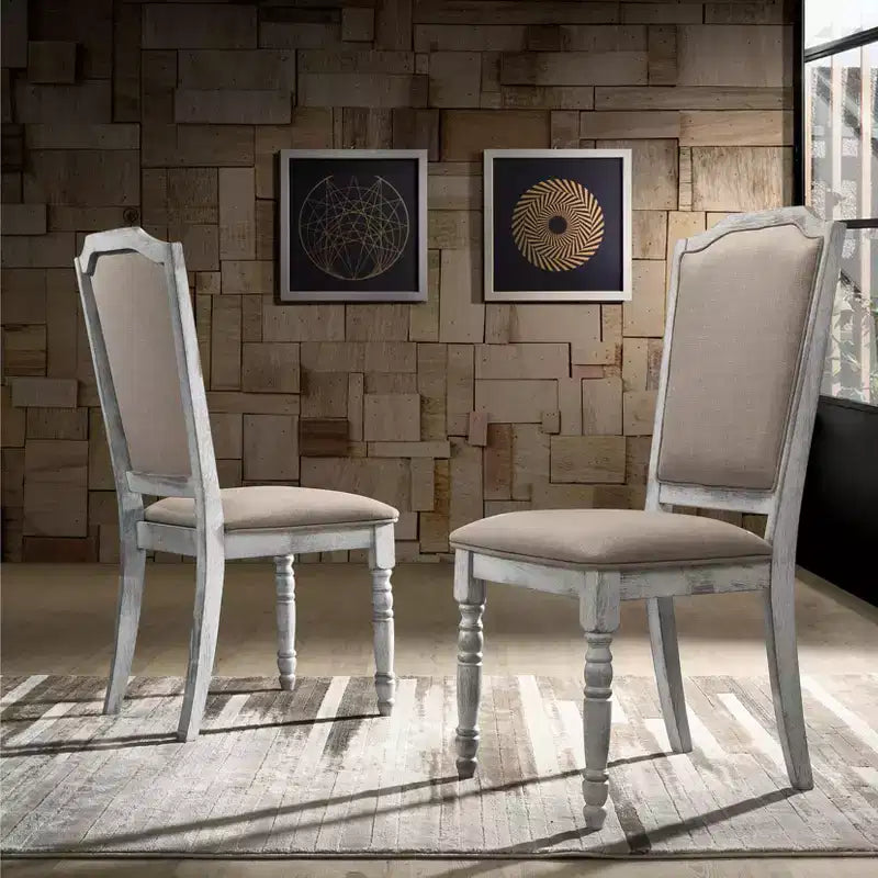 GDFStudio Ashford Transitional Upholstered Wood Dining Chair with Turned Leg (Set of 2)