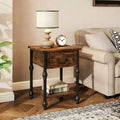 COZONY Industrial End Table with Drawer, 2-Tier Nightstand Side Table for Bedroom Living Room, 15.75