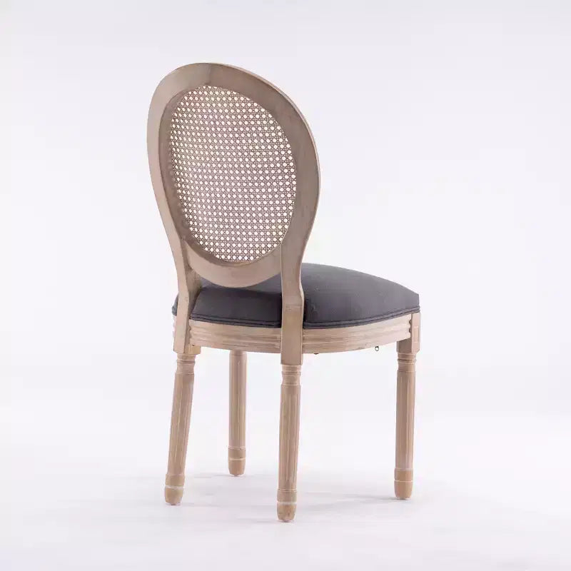 Chaises de salle à manger style campagne française, rotin, rembourrées, style ferme vintage
