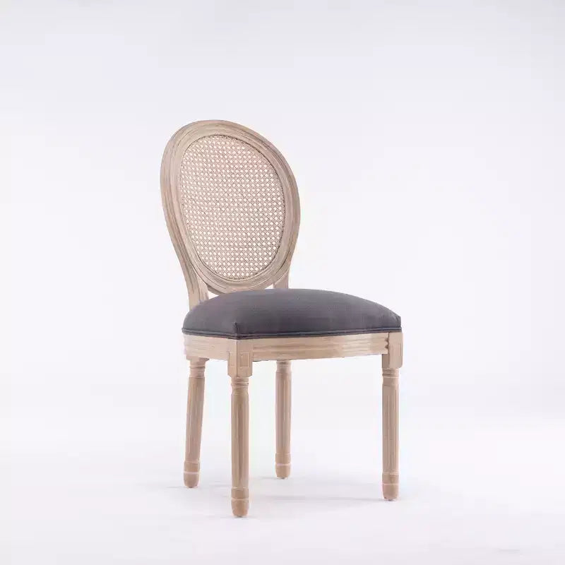 Chaises de salle à manger style campagne française, rotin, rembourrées, style ferme vintage