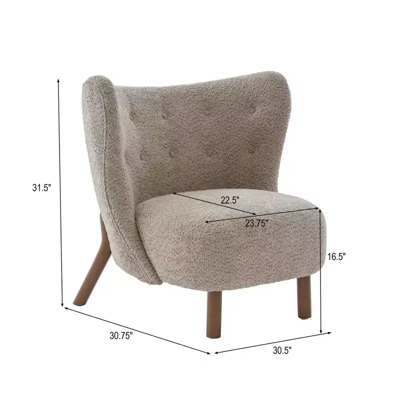 Fauteuil d'appoint avec dossier incurvé et pieds en bois de bouleau