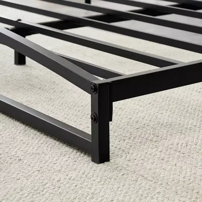 Cadre de lit noir Lit bas Cadres de lit plate-forme en métal robustes