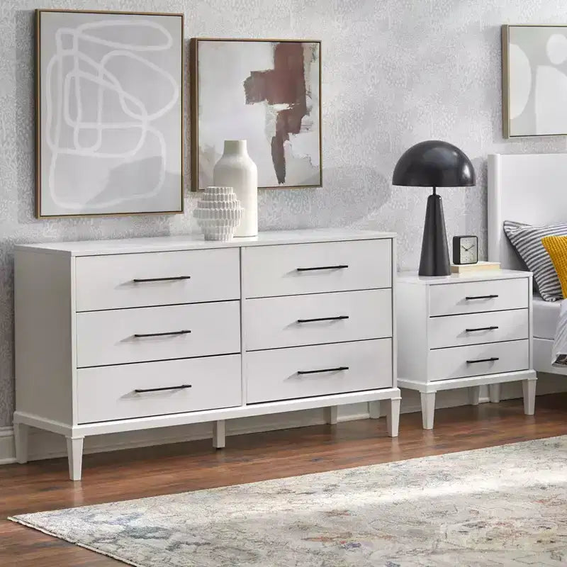 Commode de style ferme moderne avec pieds en bois d'hévéa massif