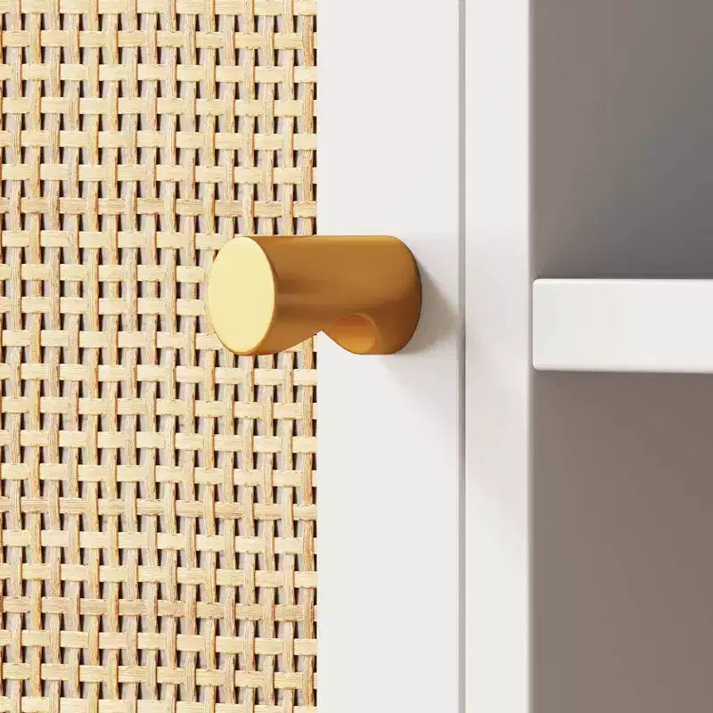 Meuble TV 2 portes en rotin et bois