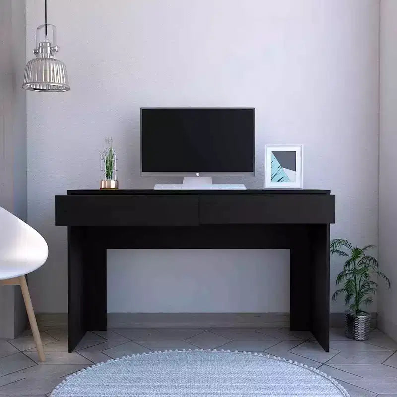 Bureau d'ordinateur noir moderne, en bois stratifié résistant