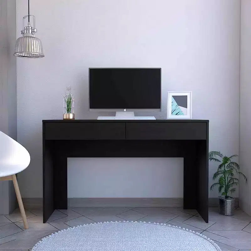 Bureau d'ordinateur noir moderne, en bois stratifié résistant