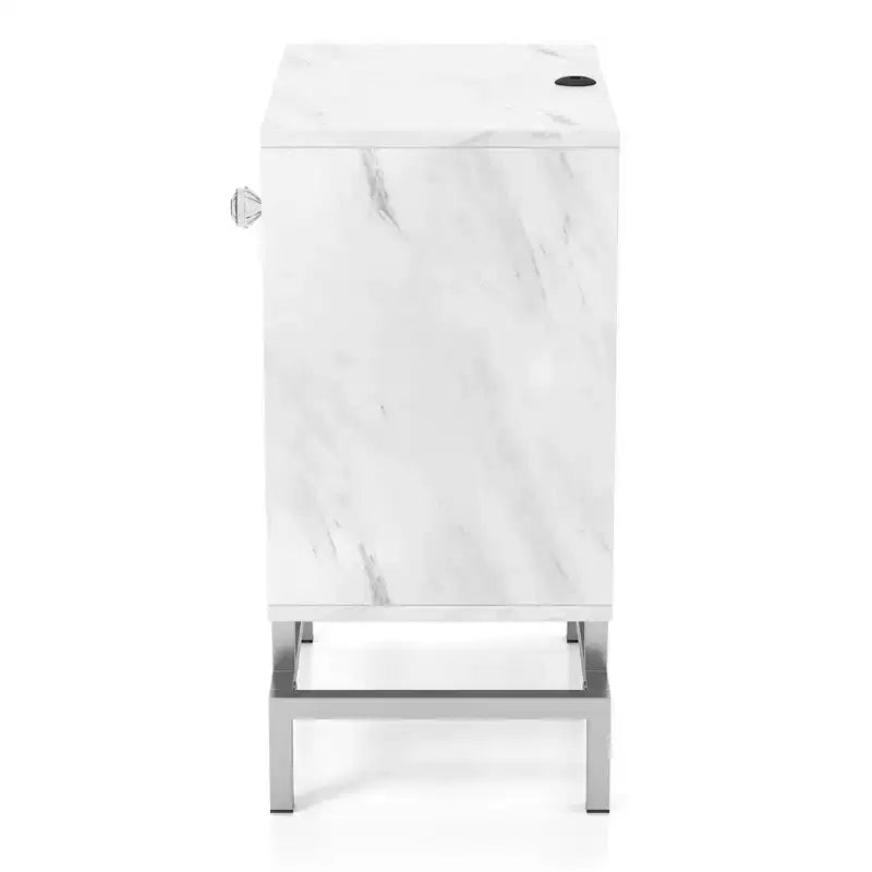 Table d'appoint avec port USB Blanc antique