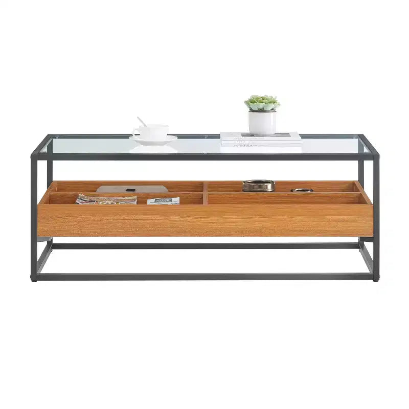 Table basse en verre style scandinave doré