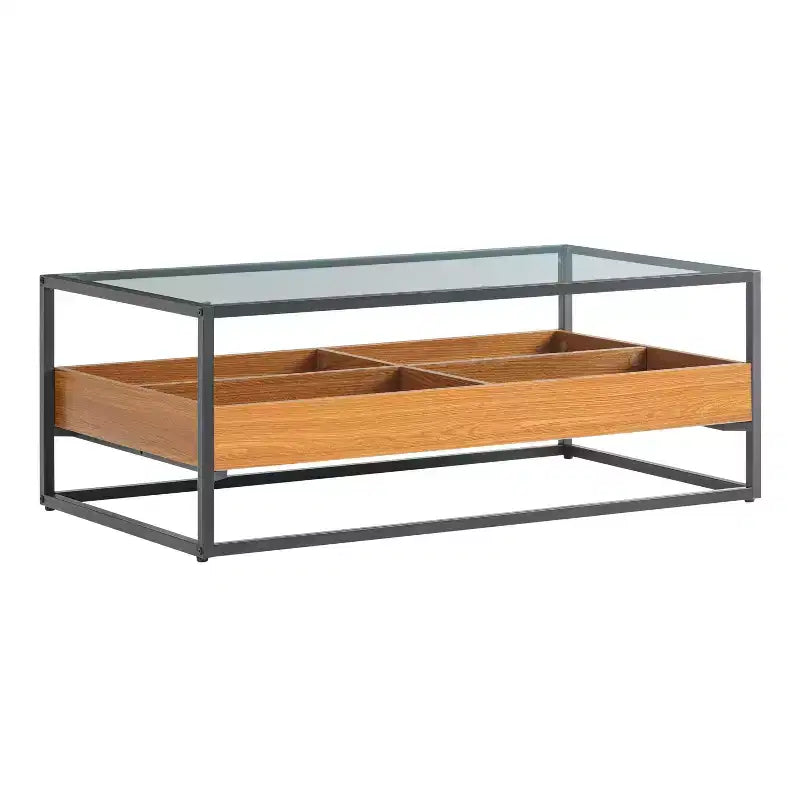 Table basse en verre style scandinave doré