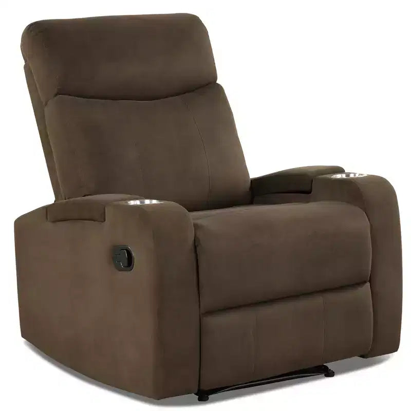 Costway Recliner Chair Single Sofa Lounger with Arm Storage & Cup Holder Coffee\Grey\Brown