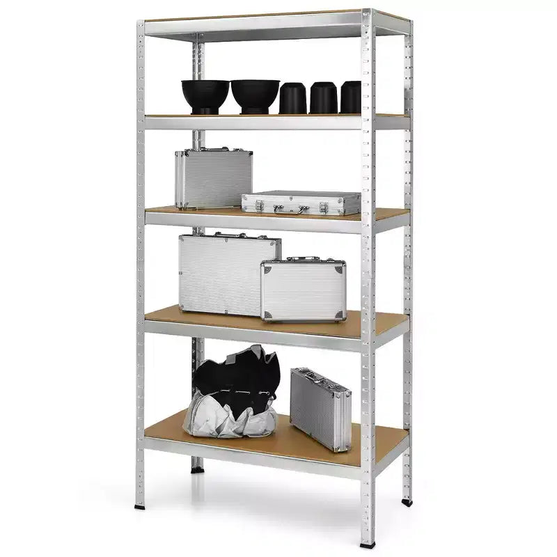 Étagère de Garage en Acier Robuste à 5 Niveaux avec Tablettes Réglables