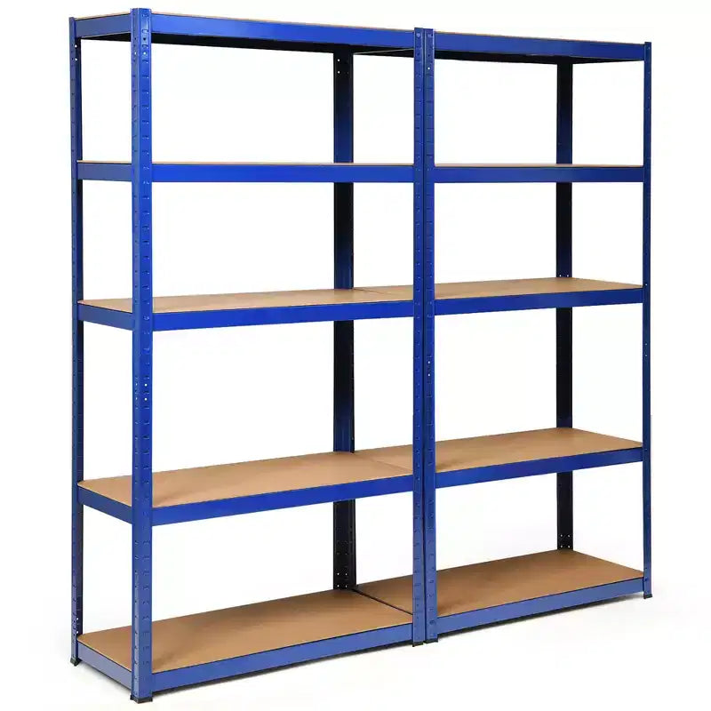 Costway 2PCS 72''Heavy Duty Steel 5 Level Garage Shelf Storage Adjustable Shelves Silver\Blue