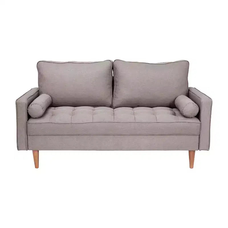 Canapé Loveseat Moderne avec Revêtement Capitonnage et Pieds en Bois Massif
