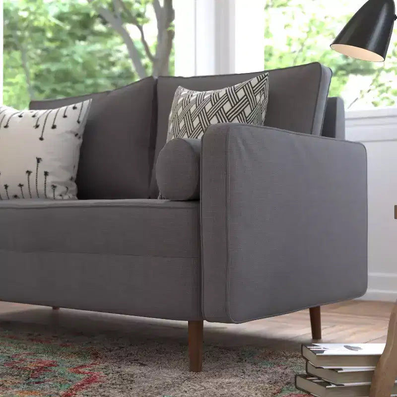 Canapé Loveseat Moderne avec Revêtement Capitonnage et Pieds en Bois Massif