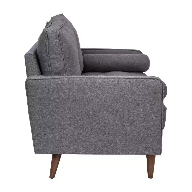 Canapé Loveseat Moderne avec Revêtement Capitonnage et Pieds en Bois Massif