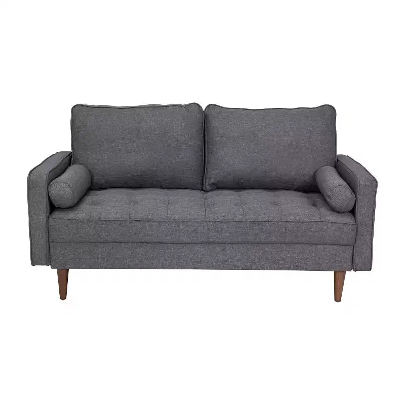 Canapé Loveseat Moderne avec Revêtement Capitonnage et Pieds en Bois Massif