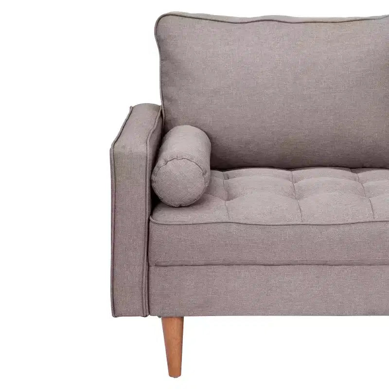 Canapé Loveseat Moderne avec Revêtement Capitonnage et Pieds en Bois Massif