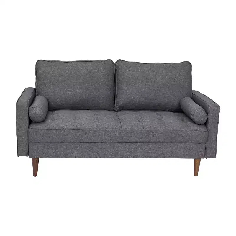 Canapé Loveseat Moderne avec Revêtement Capitonnage et Pieds en Bois Massif