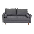 Canapé Loveseat Moderne avec Revêtement Capitonnage et Pieds en Bois Massif