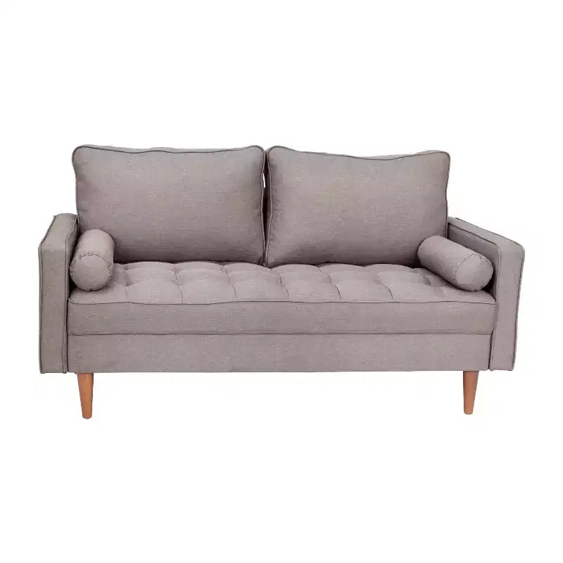 Canapé Loveseat Moderne avec Revêtement Capitonnage et Pieds en Bois Massif
