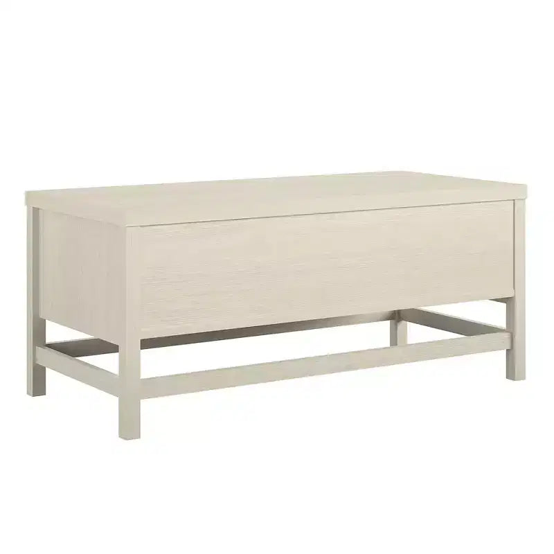Table basse, chêne ivoire et rotin synthétique