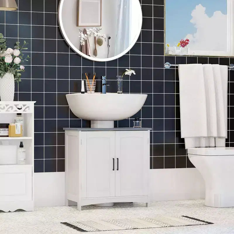 Meuble bas sous évier à double porte avec rangement