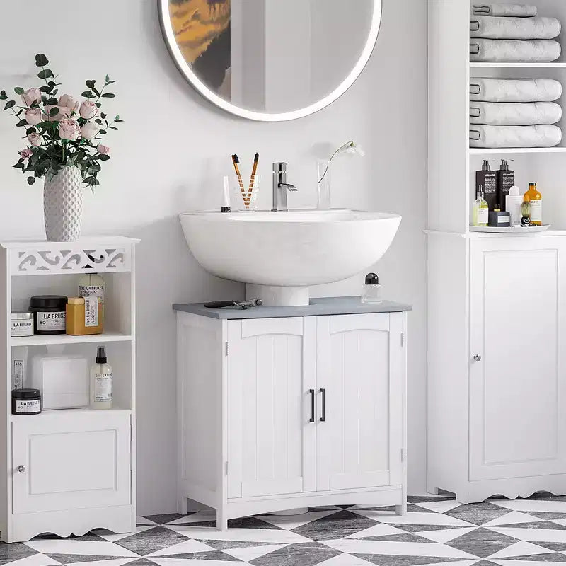 Meuble bas sous évier à double porte avec rangement