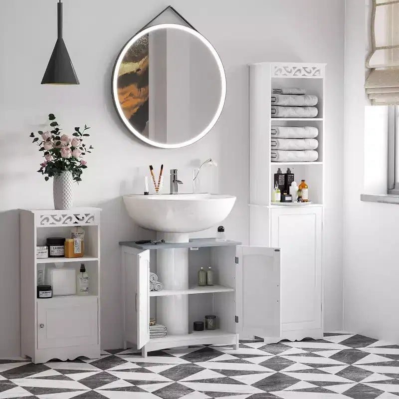 Meuble bas sous évier à double porte avec rangement